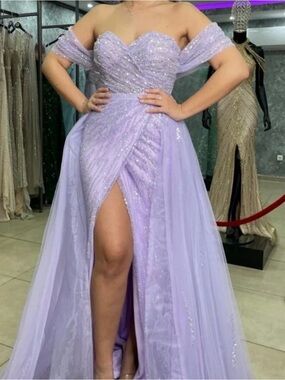 Catwalk 10265 Lavender Beaded Evening Gown